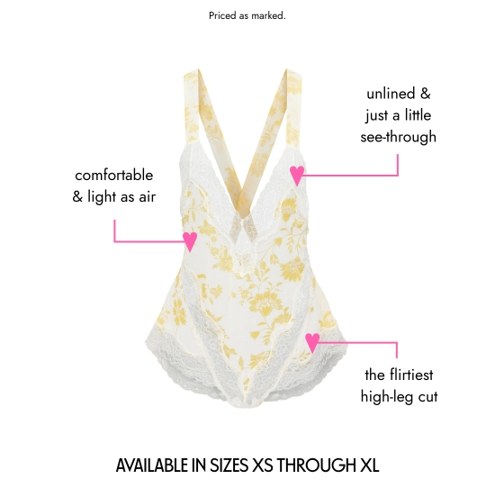 Unlined and just a little see-through. Comfortable and light as air. The flirtiest high-leg cut. Priced as marked. AVAILABLE IN SIZES XS THROUGH XL.