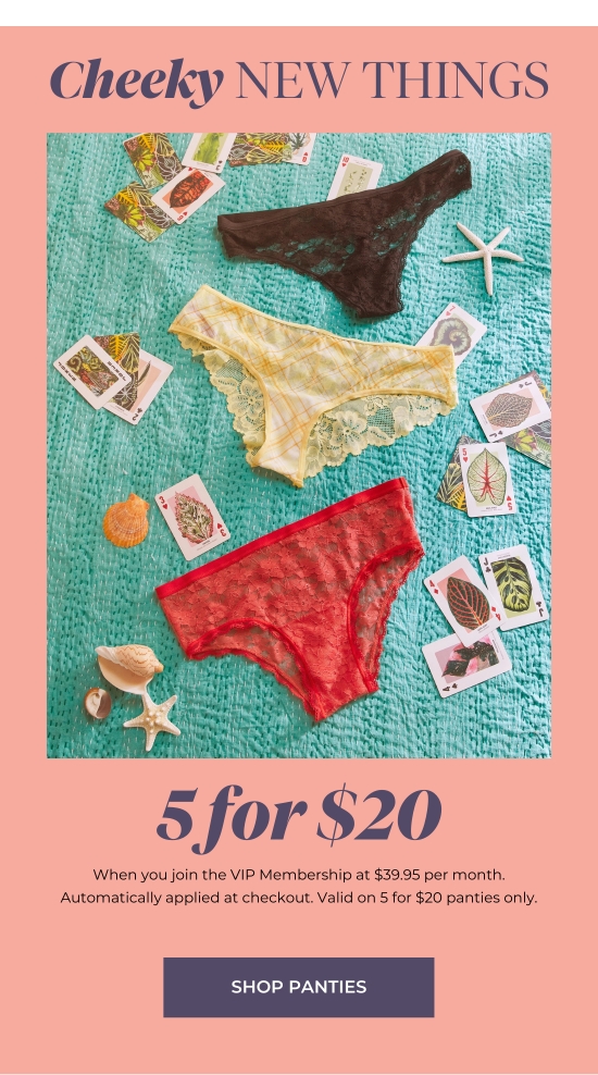 Cheeky NEW THINGS - 5 for 20. Valid on Panties category only.