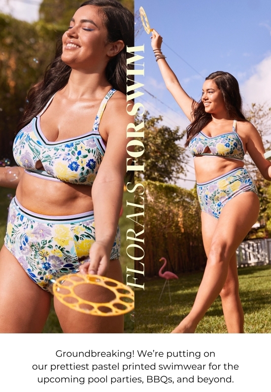 Florals For Swim - Groundbreaking! We’re putting on our prettiest pastel printed swimwear for the upcoming pool parties, BBQs, and beyond.
