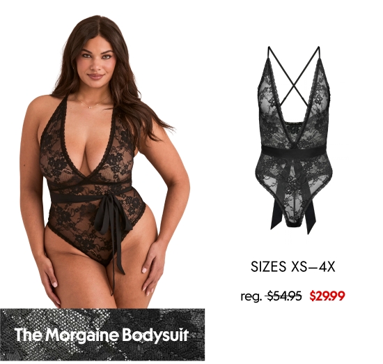 The Morgaine Bodysuit 29.99 dollars. SIZES XS–4X