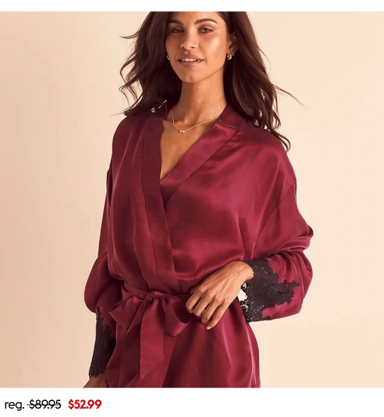 Vegan Silk Robe Dark Red 52.99 dollars