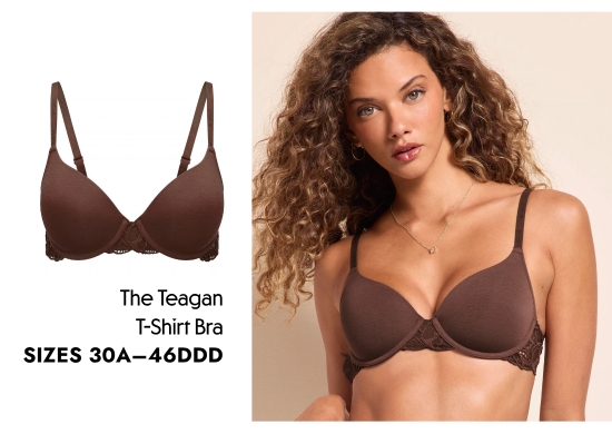The Teagan T-Shirt Bra, SIZES 30A–46DDD