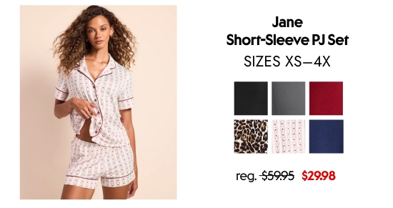 Jane Short-Sleeve PJ Set, SIZES XS–4X. 29.98 dollars