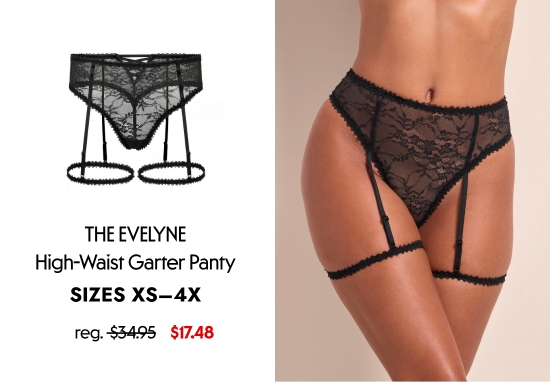 The Evelyne High Waisted Garter panty. SIZES XS–4X, 17.48 dollars